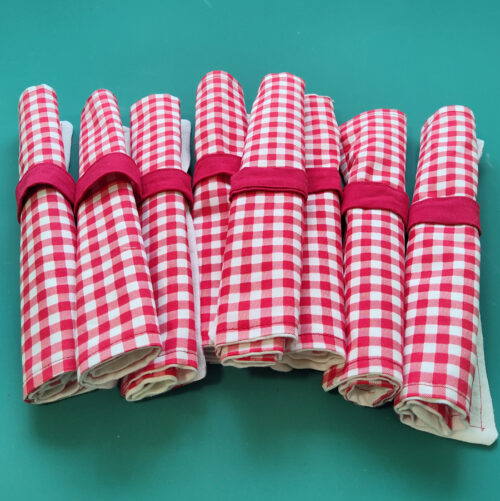 Red Gingham Roll-up Napkins