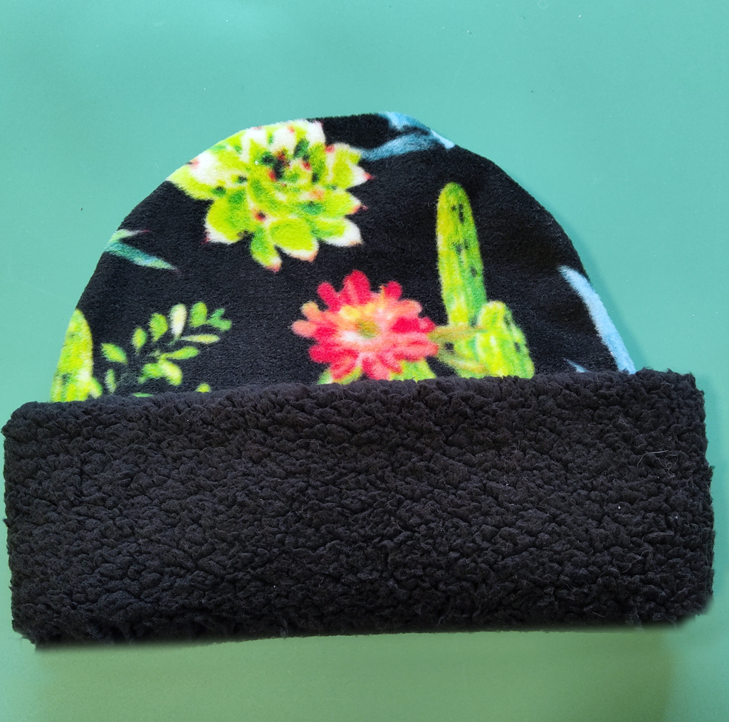 Succulent Fleece Cap with Black Cuff