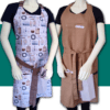 Two sides of a reversible apron cotton print and linen