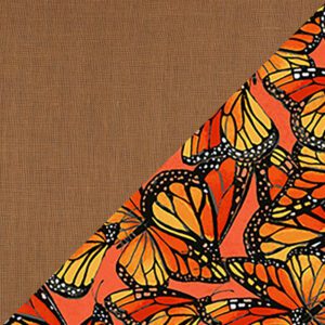Ginger Linen with Butterflies Cotton