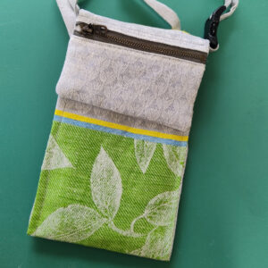 Kiwi Jacquard Linen Cross-body Pouch