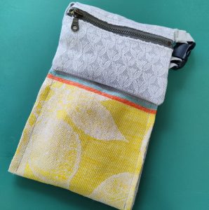 Lemon Jacquard Linen Cross-body Pouch