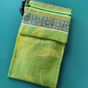 Lime Jacquard Linen Cross-body Pouch