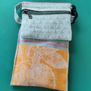 Tangerine Jacquard Linen Cross-body Pouch
